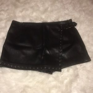 Black leather skort
